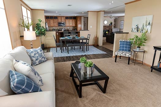 Open concept living room in a modular home from Modular Homes Austin